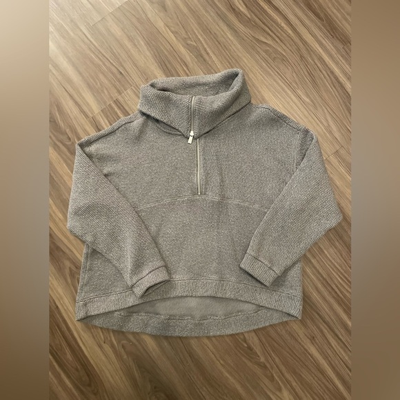 Sweaty Betty Restful Bouclé Half Zip Pullover charcoal marl size 10/Large - Picture 8 of 9